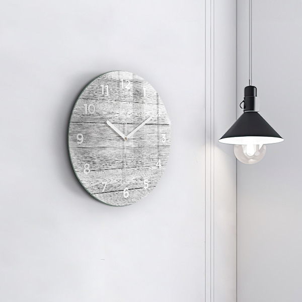 Round glass clock Wooden panels