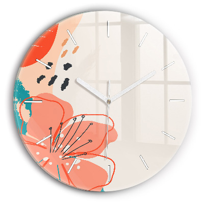 Round glass clock Hawaiian plants