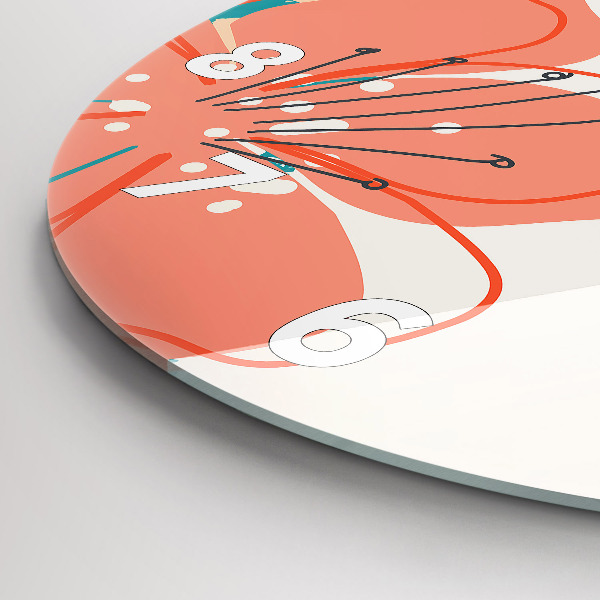 Round glass clock Hawaiian plants