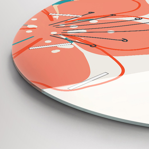 Round glass clock Hawaiian plants