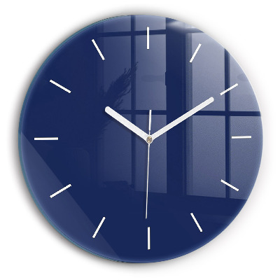 Round glass clock Navy blue color