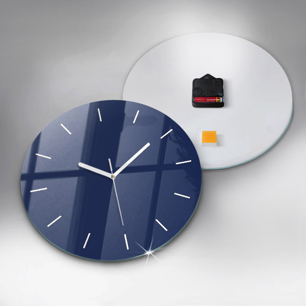 Round glass clock Navy blue color