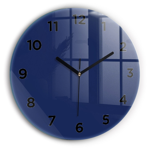 Round glass clock Navy blue color