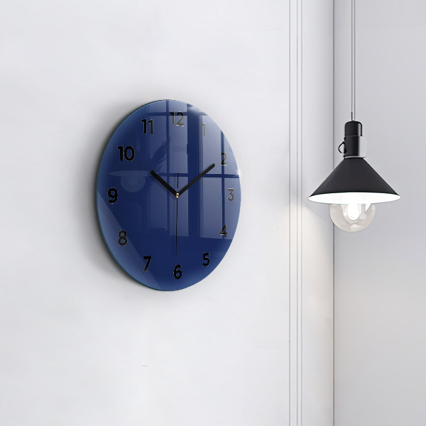 Round glass clock Navy blue color