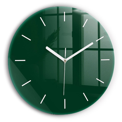 Round glass clock Color bottle green
