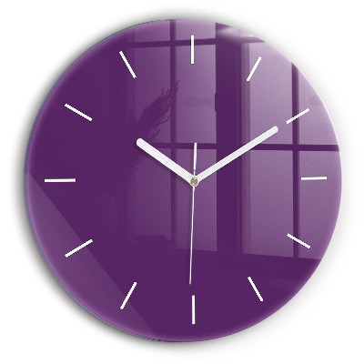 Round glass clock Violet