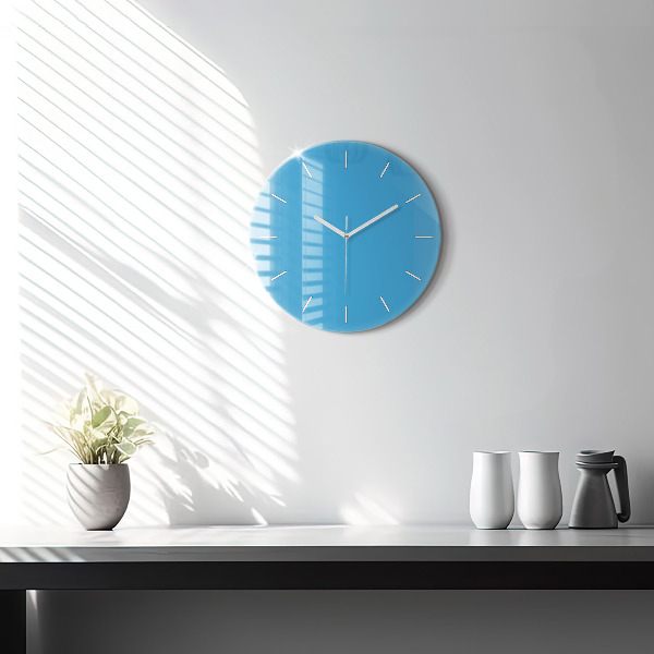 Round glass clock Blue