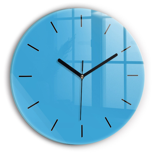 Round glass clock Blue