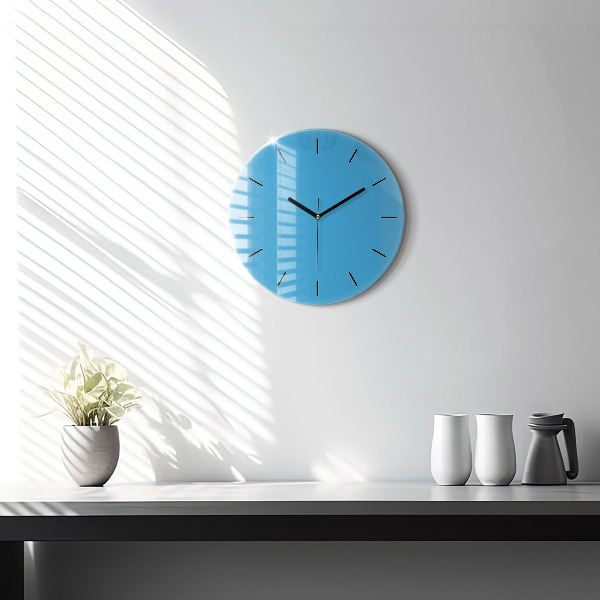 Round glass clock Blue