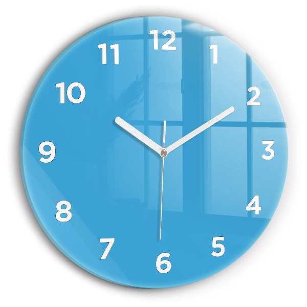Round glass clock Blue