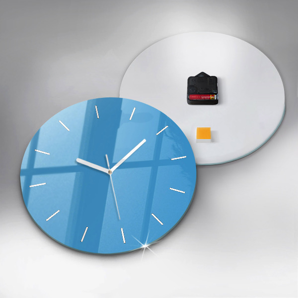 Round glass clock Blue