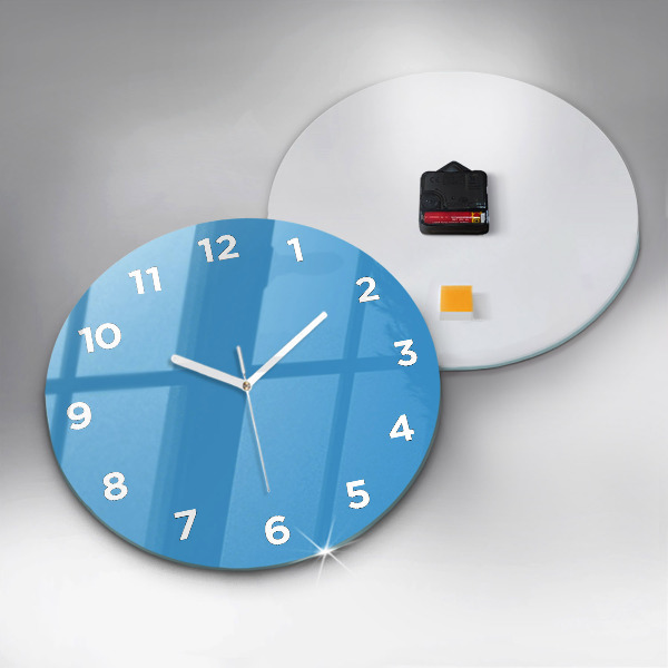 Round glass clock Blue