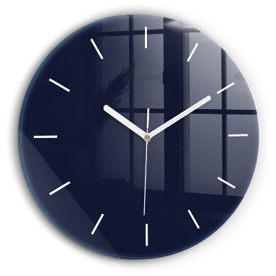 Round glass clock Dark Navy