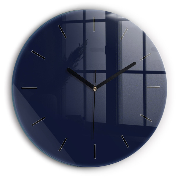 Round glass clock Dark Navy