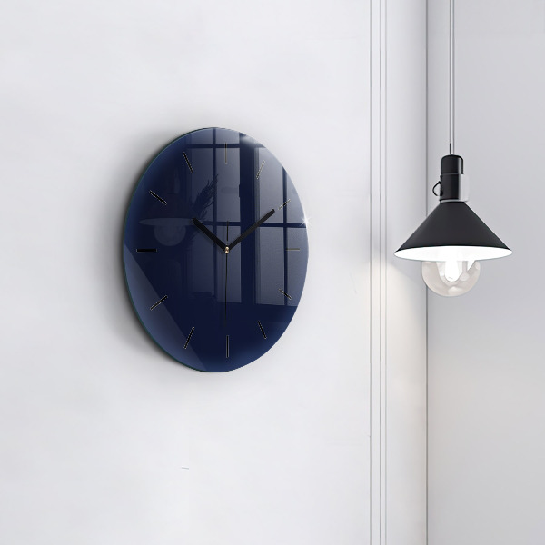 Round glass clock Dark Navy
