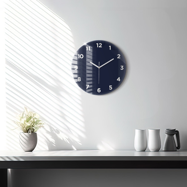 Round glass clock Dark Navy