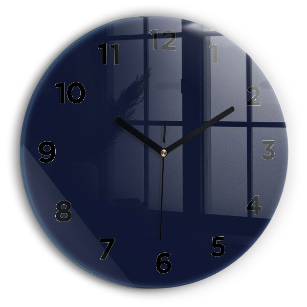 Round glass clock Dark Navy