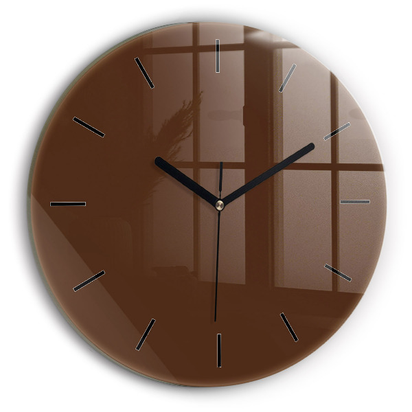 Round glass clock Brown
