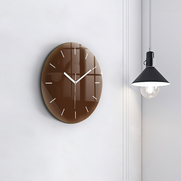 Round glass clock Brown