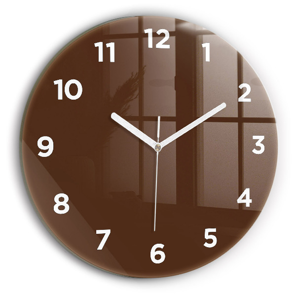Round glass clock Brown