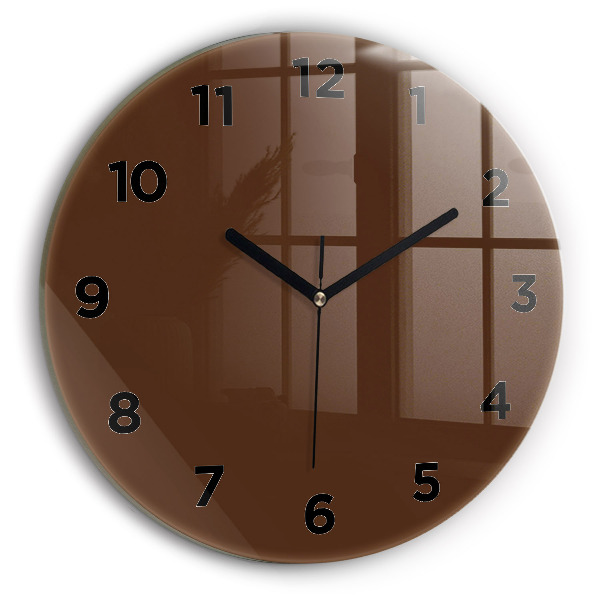 Round glass clock Brown