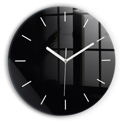 Round glass clock Black