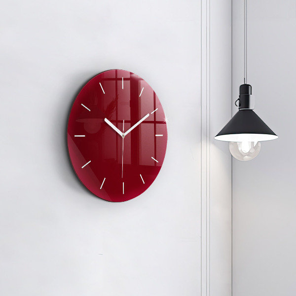 Round glass clock Burgundy