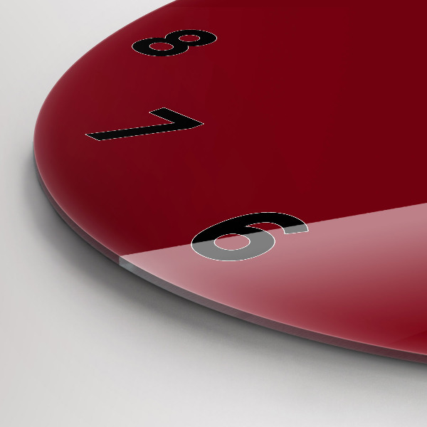 Round glass clock Burgundy