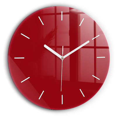 Round glass clock Red