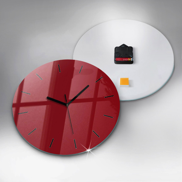 Round glass clock Red