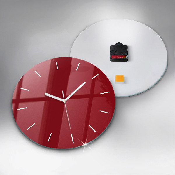 Round glass clock Red