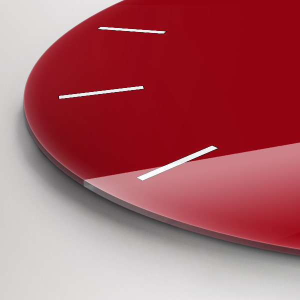 Round glass clock Red