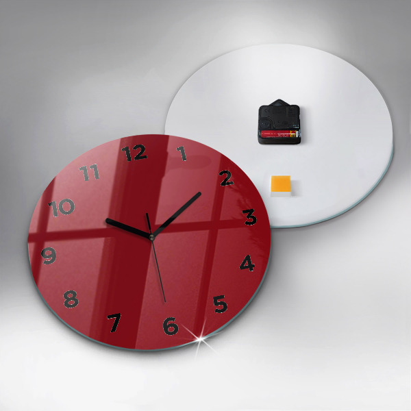 Round glass clock Red