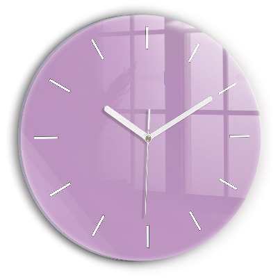 Round glass clock Lilac