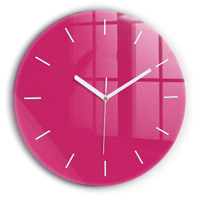 Round glass clock Pink