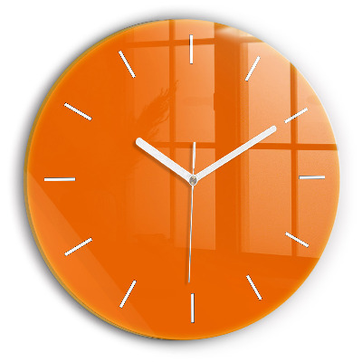 Round glass clock Orange