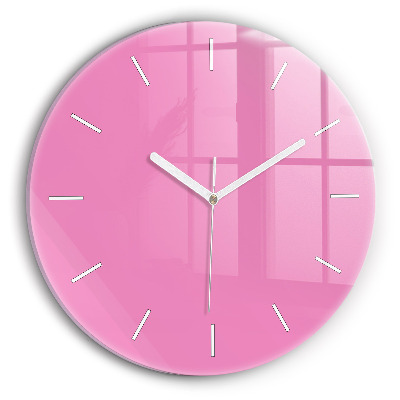 Round glass clock Pink