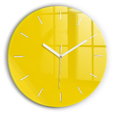Round glass clock Yellow