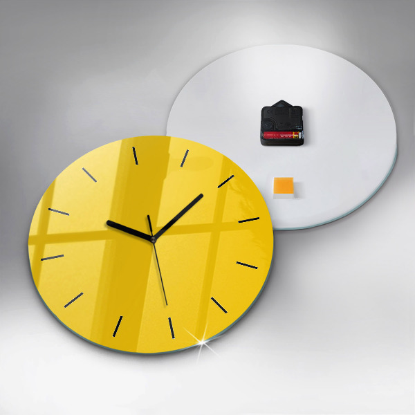 Round glass clock Yellow