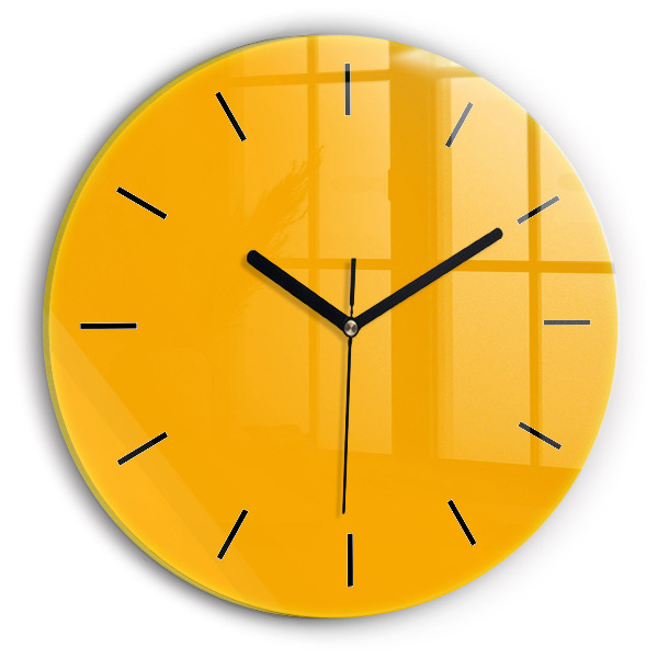 Round glass clock Dark Yellow