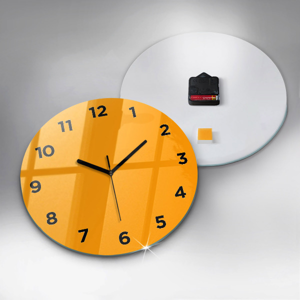 Round glass clock Dark Yellow