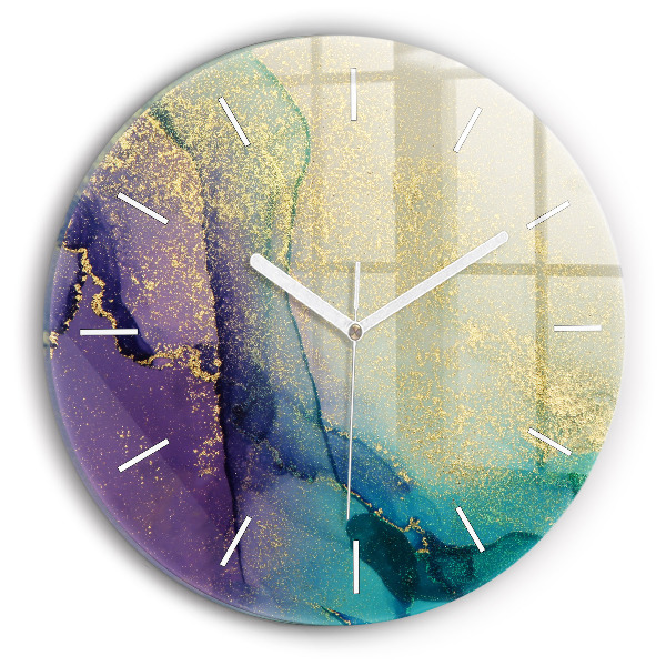Round glass clock Abstraction of colors