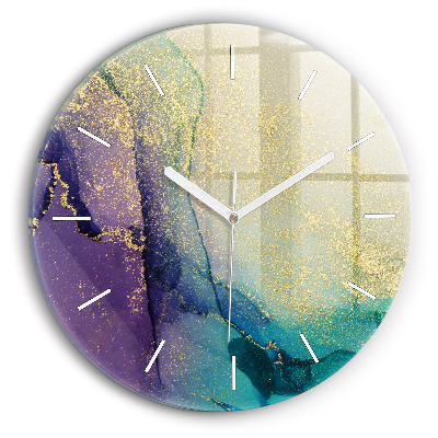 Round glass clock Abstraction of colors