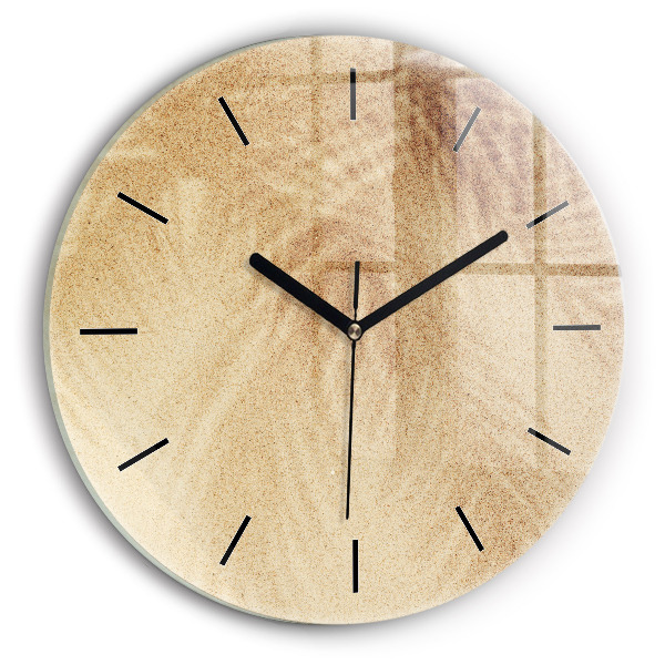 Round glass clock Golden abstraction