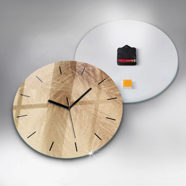 Round glass clock Golden abstraction