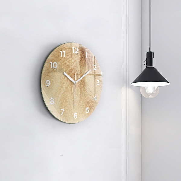 Round glass clock Golden abstraction