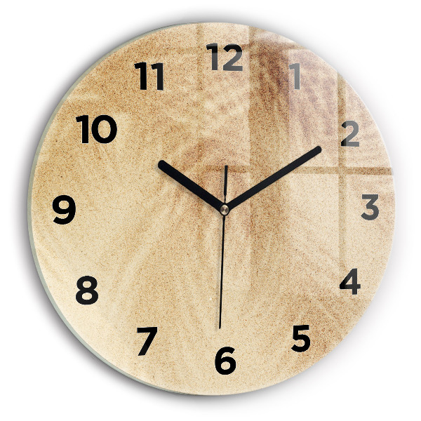Round glass clock Golden abstraction