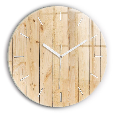 Round glass clock Wooden boards