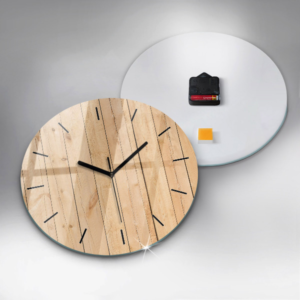 Round glass clock Wooden boards