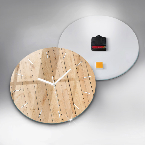 Round glass clock Wooden boards